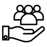 Icono equipo de trabajo sobre mano
